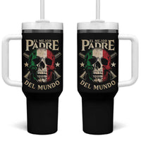Funny Italian Dad Tumbler With Handle El Mejor Padre Del Mundo Skull Fathers Day