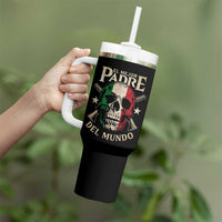Funny Italian Dad Tumbler With Handle El Mejor Padre Del Mundo Skull Fathers Day