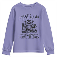 Funny Just A Feral Mama Raising Feral Children Youth Sweatshirt Raccoon Mother's Day