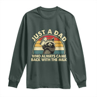 Funny Just A Dad Who Always Came Back With The Milk Long Sleeve Shirt Racoon Dad Father's Day