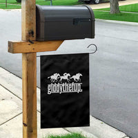 Funny Giddythefup Derby Day Garden Flag Vintage Giddy Up Horse Racing