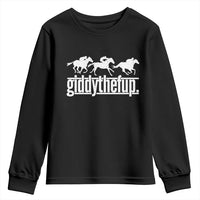Funny Giddythefup Derby Day Youth Sweatshirt Vintage Giddy Up Horse Racing