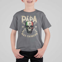 Funny Mexican Dad T Shirt For Kid El Papa Mas Chingon Vintage Mexico Skull