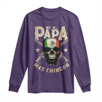 Funny Mexican Dad Long Sleeve Shirt El Papa Mas Chingon Vintage Mexico Skull