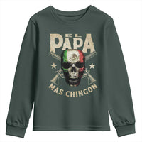 Funny Mexican Dad Youth Sweatshirt El Papa Mas Chingon Vintage Mexico Skull