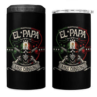 Funny El Papa Mas Chingon 4 in 1 Can Cooler Tumbler Best Mexican Dad Fathers Day Skull