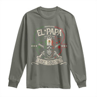 Funny El Papa Mas Chingon Long Sleeve Shirt Best Mexican Dad Father's Day Skull