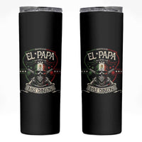Funny El Papa Mas Chingon Skinny Tumbler Best Mexican Dad Fathers Day Skull