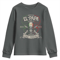 Funny El Papa Mas Chingon Youth Sweatshirt Best Mexican Dad Father's Day Skull