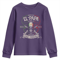 Funny El Papa Mas Chingon Youth Sweatshirt Best Mexican Dad Father's Day Skull