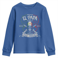 Funny El Papa Mas Chingon Youth Sweatshirt Best Mexican Dad Father's Day Skull