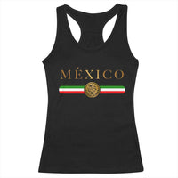 Mexican Heritage Pride Racerback Tank Top Mexico Vintage Flag Coat of Arms Graphic