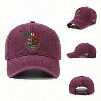 Mexican Coat Of Arms Mexico Vintage Flag Washed Cotton Baseball Cap