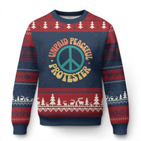 Unpaid Peaceful Protester Ugly Christmas Sweater Social Justice Floral Peace Sign