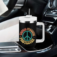 Unpaid Peaceful Protester Tumbler With Handle Social Justice Floral Peace Sign