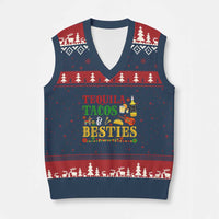 Tequila Tacos And Besties V-Neck Knit Sweater Vest Funny Mexican Fiesta Cinco De Mayo