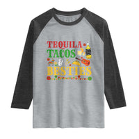 Tequila Tacos And Besties Raglan Shirt Funny Mexican Fiesta Cinco De Mayo