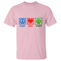 Peace Love Veggies T Shirt Vegetables Themed Funny Vegan Food - Wonder Print Shop