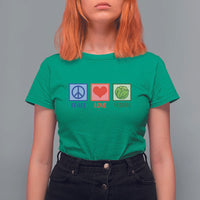 Peace Love Veggies T Shirt For Women Vegetables Themed Funny Vegan Food - Wonder Print Shop