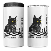 Chess Lover 4 in 1 Can Cooler Tumbler I Never Lose Either I Win Or I Learn Elegant Cool Cat