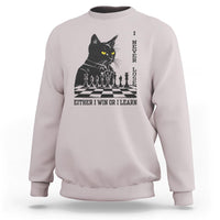 Chess Lover Sweatshirt I Never Lose Either I Win Or I Learn Elegant Cool Cat - Wonder Print Shop