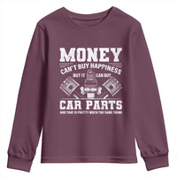 Funny Car Mechanic Gag Youth Sweatshirt Money Cant Buy Happiness But It Can Buy Car Parts - Wonder Print Shop