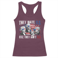 Funny They Hate Us Cuz They Ain't Us Racerback Tank Top Founding Fathers 4th of July American Flag - Wonder Print Shop