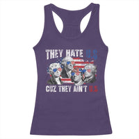 Funny They Hate Us Cuz They Ain't Us Racerback Tank Top Founding Fathers 4th of July American Flag - Wonder Print Shop