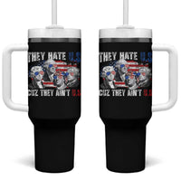 Funny They Hate Us Cuz They Ain't Us Tumbler With Handle Founding Fathers 4th of July American Flag - Wonder Print Shop