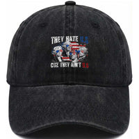 Funny They Hate Us Cuz They Ain't Us Washed Cotton Baseball Cap Founding Fathers 4th of July American Flag