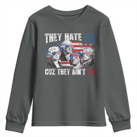 Funny They Hate Us Cuz They Ain't Us Youth Sweatshirt Founding Fathers 4th of July American Flag - Wonder Print Shop