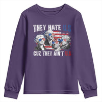 Funny They Hate Us Cuz They Ain't Us Youth Sweatshirt Founding Fathers 4th of July American Flag - Wonder Print Shop