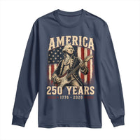 George Washington Playing Guitar 4th July US 250th Anniversary Long Sleeve Shirt
