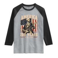 George Washington Playing Guitar 4th July US 250th Anniversary Raglan Shirt