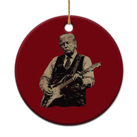 US Nation's Leader Playing Electic Rock Guitar Retro Vintage Ceramic Ornament