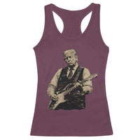 US Nation's Leader Playing Electic Rock Guitar Retro Vintage Racerback Tank Top