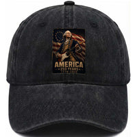 George Washington Playing Guitar USA 250th Anniversary Vintage 4th of July Washed Cotton Baseball Cap