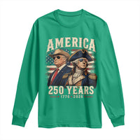 250th Anniversary USA George Washington and US Nations Leader Long Sleeve Shirt America 250 Years 1776 2026