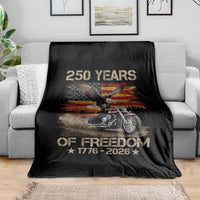 250 Years Of Freedom Patriotic Biker US Flag Motorcycle Lover Throw Blanket
