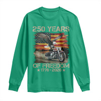 250 Years Of Freedom Patriotic Biker US Flag Motorcycle Lover Long Sleeve Shirt