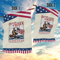 Get In Loser We're Crossing The Delaware Patriotic Garden Flag Funny George Washington US 250th 4th Of July