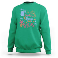 Funny Girls Trip Sweatshirt Beaches Booze And Besties Seashell Cocktail - Wonder Print Shop