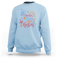 Funny Girls Trip Sweatshirt Beaches Booze And Besties Seashell Cocktail - Wonder Print Shop