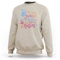 Funny Girls Trip Sweatshirt Beaches Booze And Besties Seashell Cocktail - Wonder Print Shop