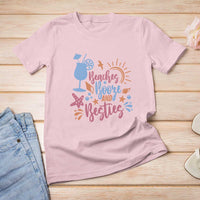 Funny Girls Trip T Shirt For Women Beaches Booze And Besties Seashell Cocktail - Wonder Print Shop