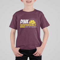 Funny Pickleball T Shirt For Kid Dink Responsibly Don't Get Smashed Pickle Ball Player - Wonder Print Shop
