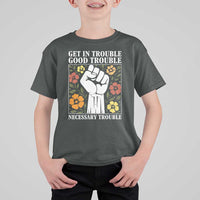 John Lewis Quote T Shirt For Kid Get In Good Necessary Trouble Civil Rights Handfist - Wonder Print Shop