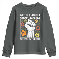 John Lewis Quote Youth Sweatshirt Get In Good Necessary Trouble Civil Rights Handfist - Wonder Print Shop