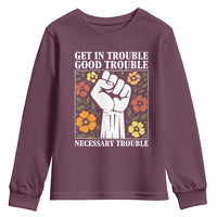 John Lewis Quote Youth Sweatshirt Get In Good Necessary Trouble Civil Rights Handfist - Wonder Print Shop