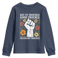 John Lewis Quote Youth Sweatshirt Get In Good Necessary Trouble Civil Rights Handfist - Wonder Print Shop